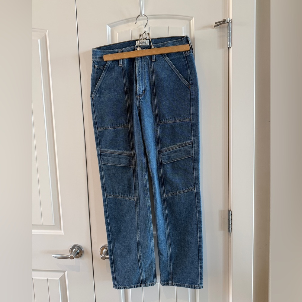 Agolde Cooper Cargo Blue Denim Pants- size 27 - Picture 2 of 6